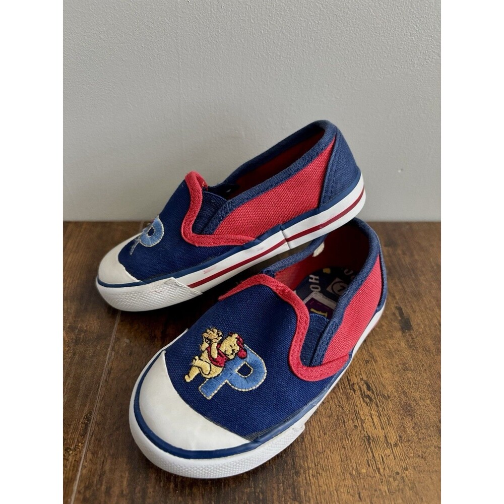 Vintage Disney Winnie The Pooh Shoes Kids Size 7 Canvas Y2K Embroidered